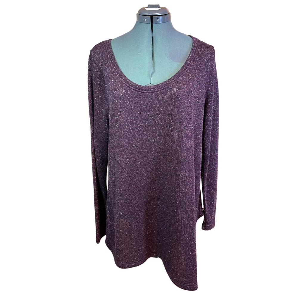Lane Bryant Women's Purple Sparkle Asymmetrical Hem Sweater 14/16 NEW